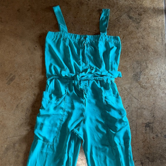 French Connection Aqua Silk Jumpsuit playsuit size 8 - Picture 3 of 6